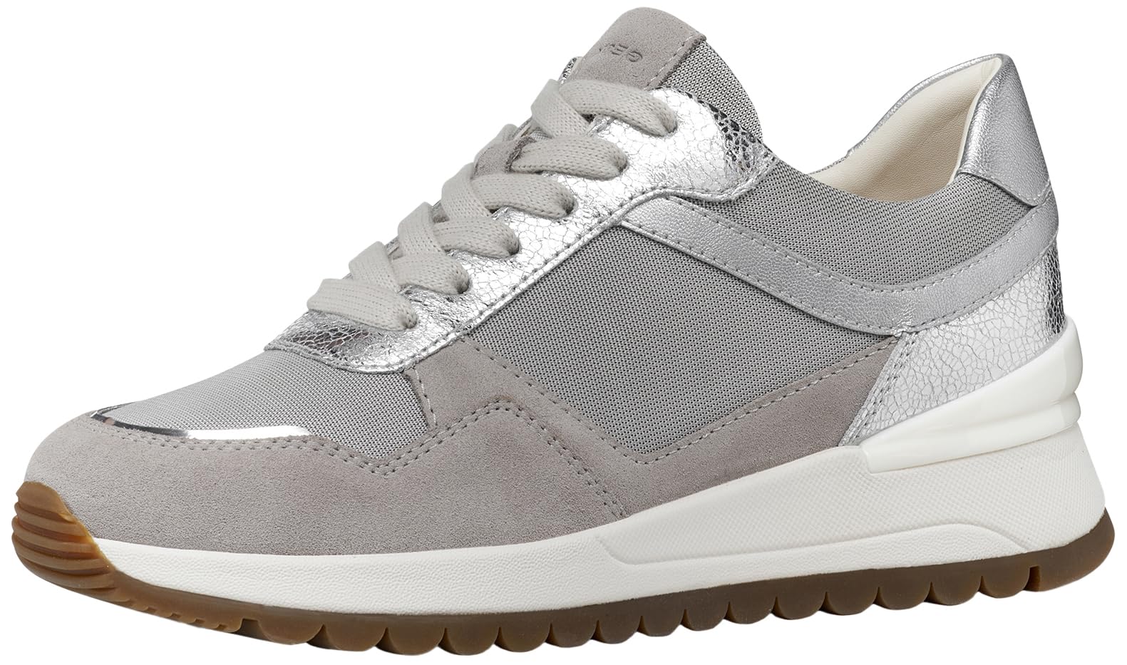 Geox Women's D DESYA A Trainers, Off White/Silver, 41 EU