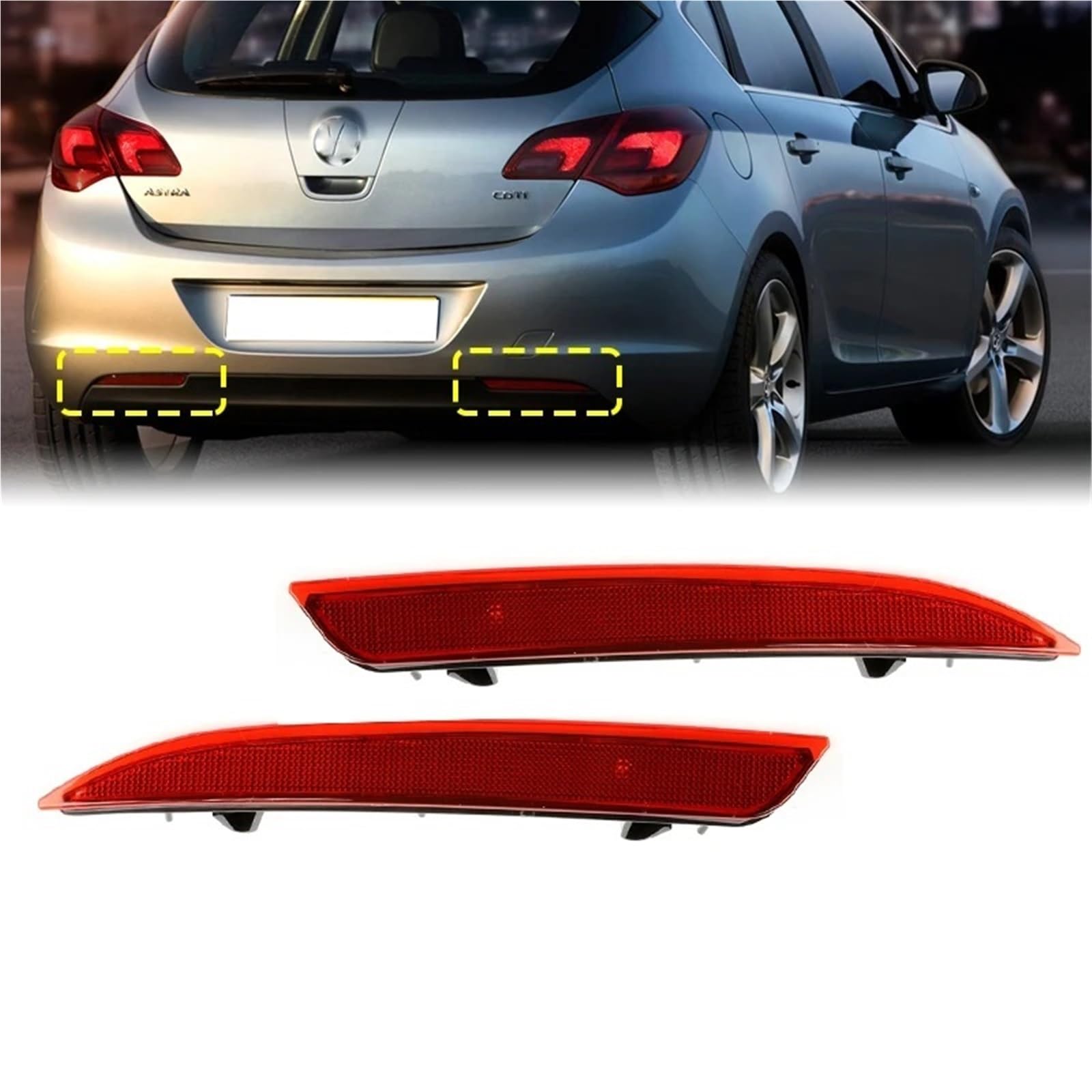 MMLLAOSW Rear Bumper Reflector Compatible With VAUXHALL ASTRA J 2009-2015 ABS Back Left & Right Rear Reflector Signals (No Bulb) 13262017