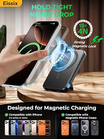 Portable Charger 12000mAh, Foldable Stand, for Magsafe Power Bank