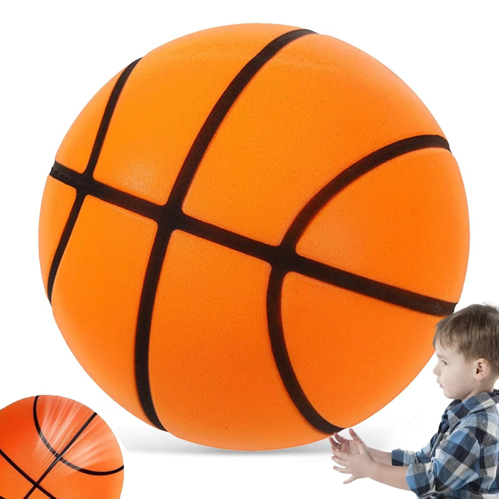 Silent Basketball - Noise-Reducing Foam Training Ball, Indoor/Outdoor Practice, for Players & Kids (24cm/9.45in)