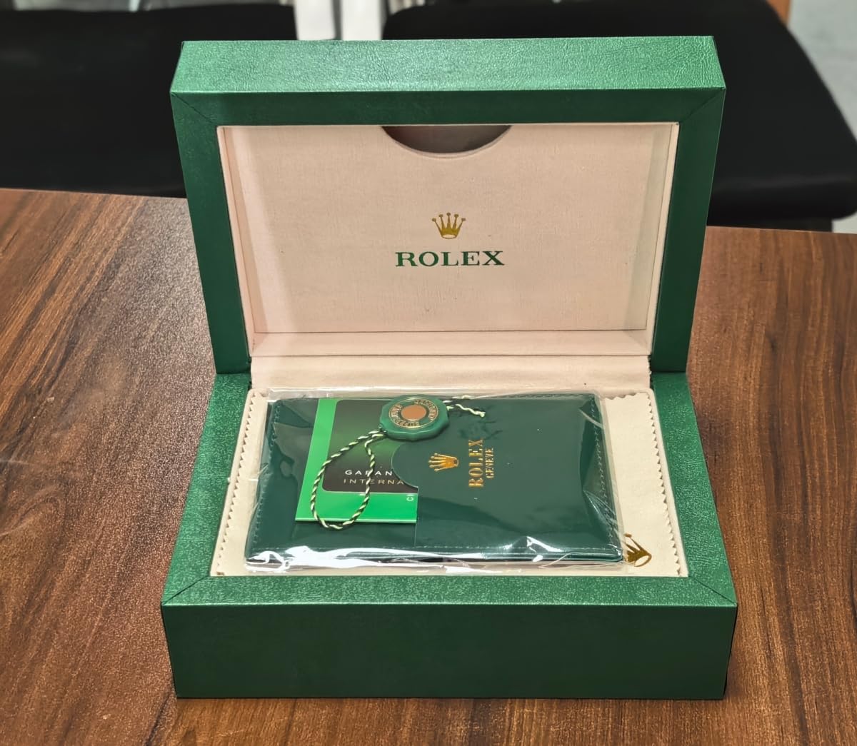 Uhrenbox Behälter Einzelkasten Grün Holz Aufbewahrung Schutz Organizer Display für Rolex Sky-Dweller