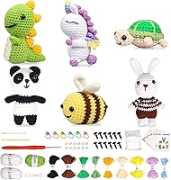 Vista 1 de Yuepin Kit de 6 piezas de ganchillo para principiantes, kit de inicio de ganchillo con tutoriales en video paso a paso, kit de ganchillo