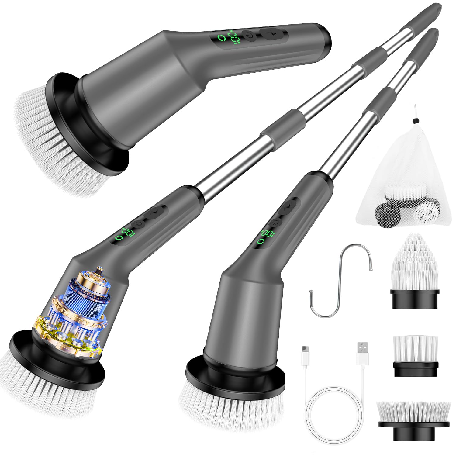 Brosse de nettoyage électrique sans fil IPX7 à 2 vitesses pour faire briller votre douche