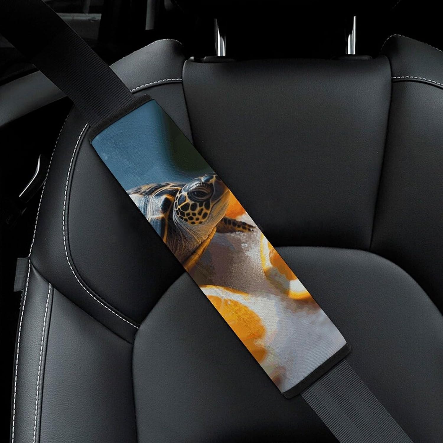 2 PCS Super Soft Car Seat Belt Pad, Cute Turtles Emerging from Oranges Printed Waterproof Sweat-Absorbing Seat Belt Covers Backpack Shoulder Pad for All Car Seats Baby Strollers