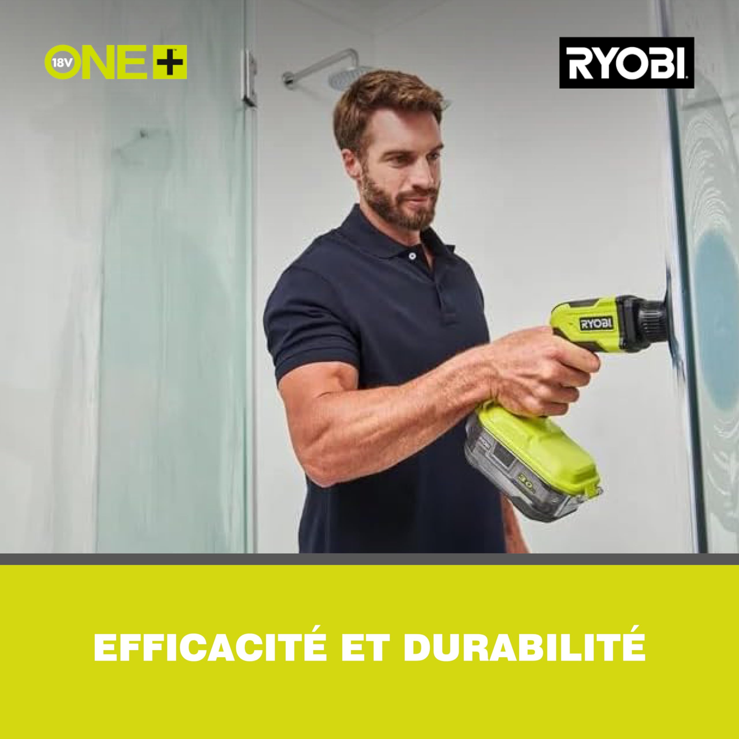 RYOBI - Brosse Rotative 15cm sans Fil 18V One+ R18CPS-0 – Idéal Nettoyage Carrelage, Douche, Extérieur – Moteur Puissant, Étanche IPX7 – Batterie Non Incluse