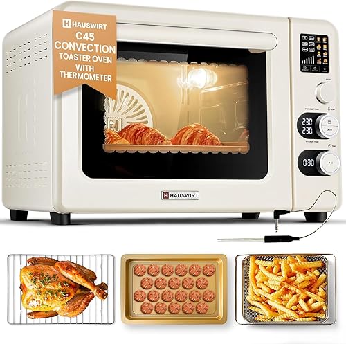 Hauswirt Freidora de aire para horno tostador, horno de convección grande XL, encimera de pollo, 42 cuartos de galón, 3 niveles para 5-8 personas,