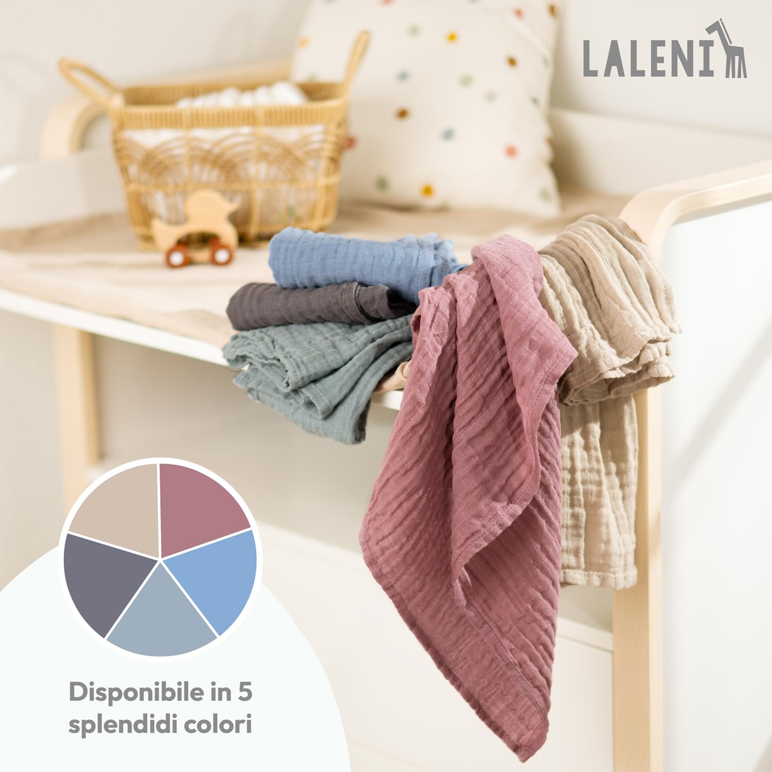 Asciugamani Neonato 70x70cm Set da 10 - Lavette in Cotone Morbido per Pelli Sensibili