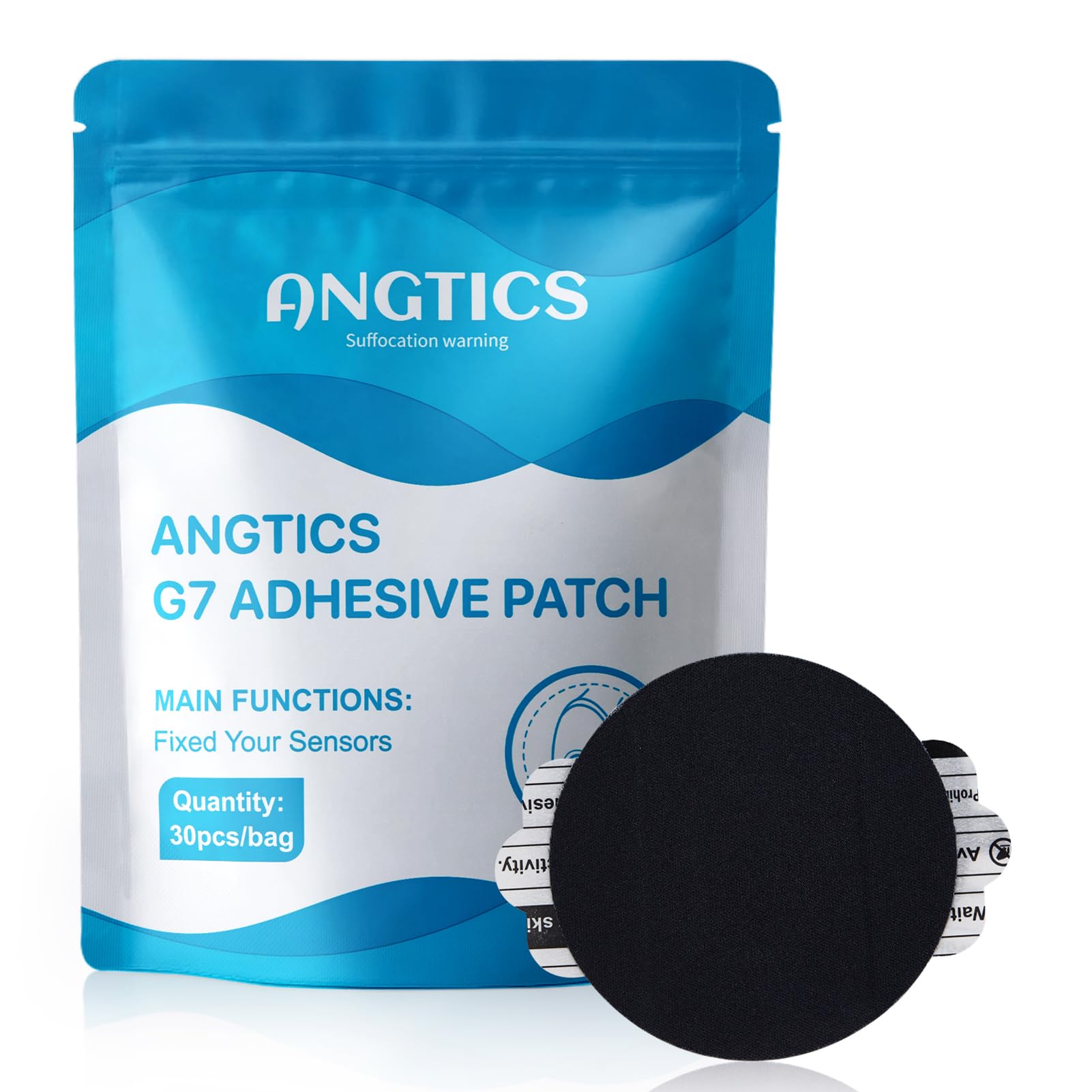 ANGTICS Dexcom G7 Adhesive Patches 30PCS, Waterproof & High Viscosity Over Patches, Pre-Cut Adhesive Medical Tape, 10+ Days Long Stay, Breathable,