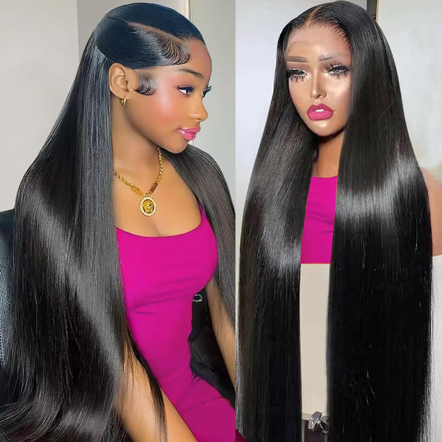 OOVVDA Straight Lace Front Wigs Human Hair 13x6 Lace Front Wigs Human Hair Pre Plucked 200 Density Glueless Straight HD Lace Frontal Wigs Real Hair