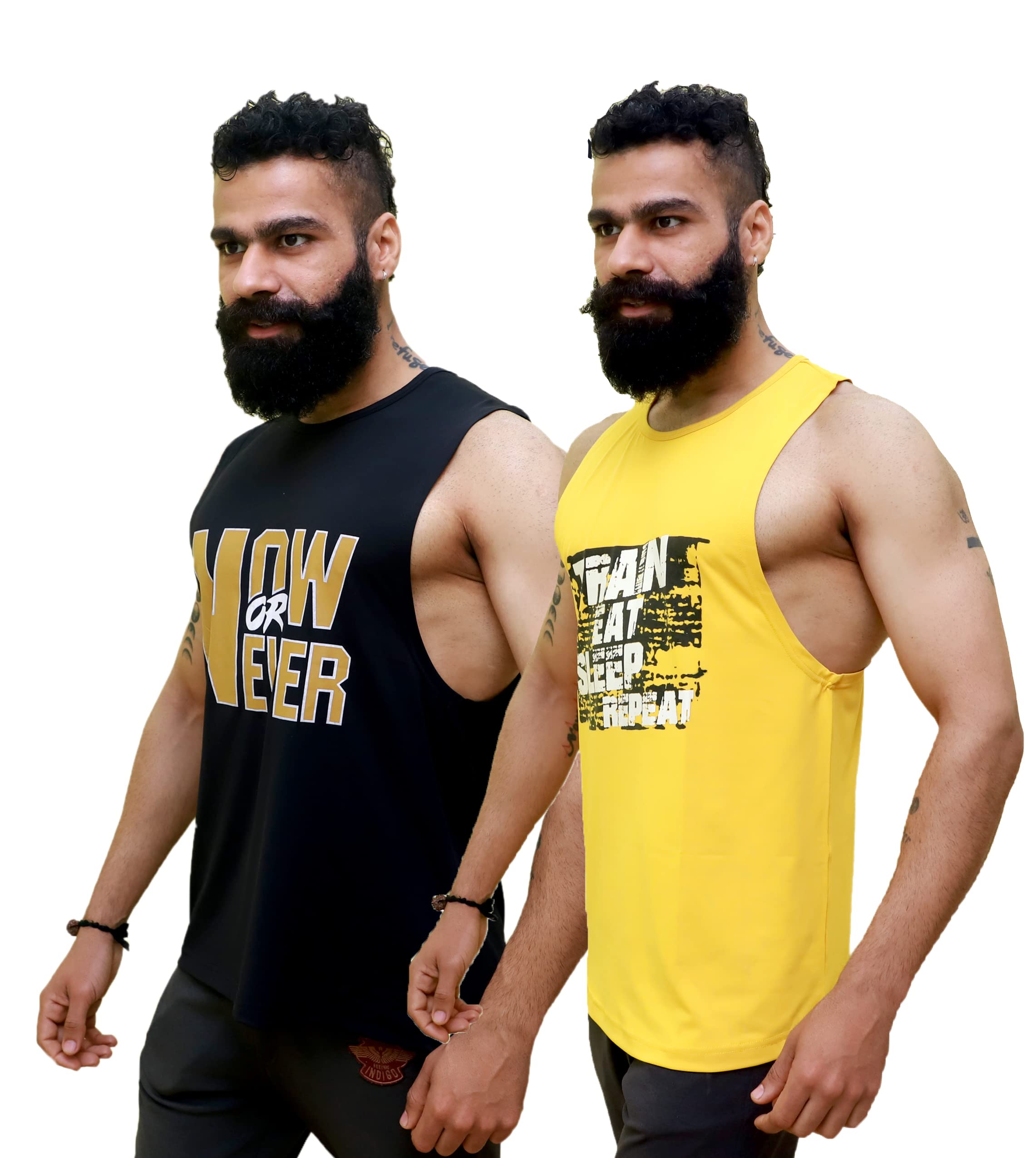 Raaxada Men's Regular Fit Gym Tank Tops/T-Shirt Pack of 2