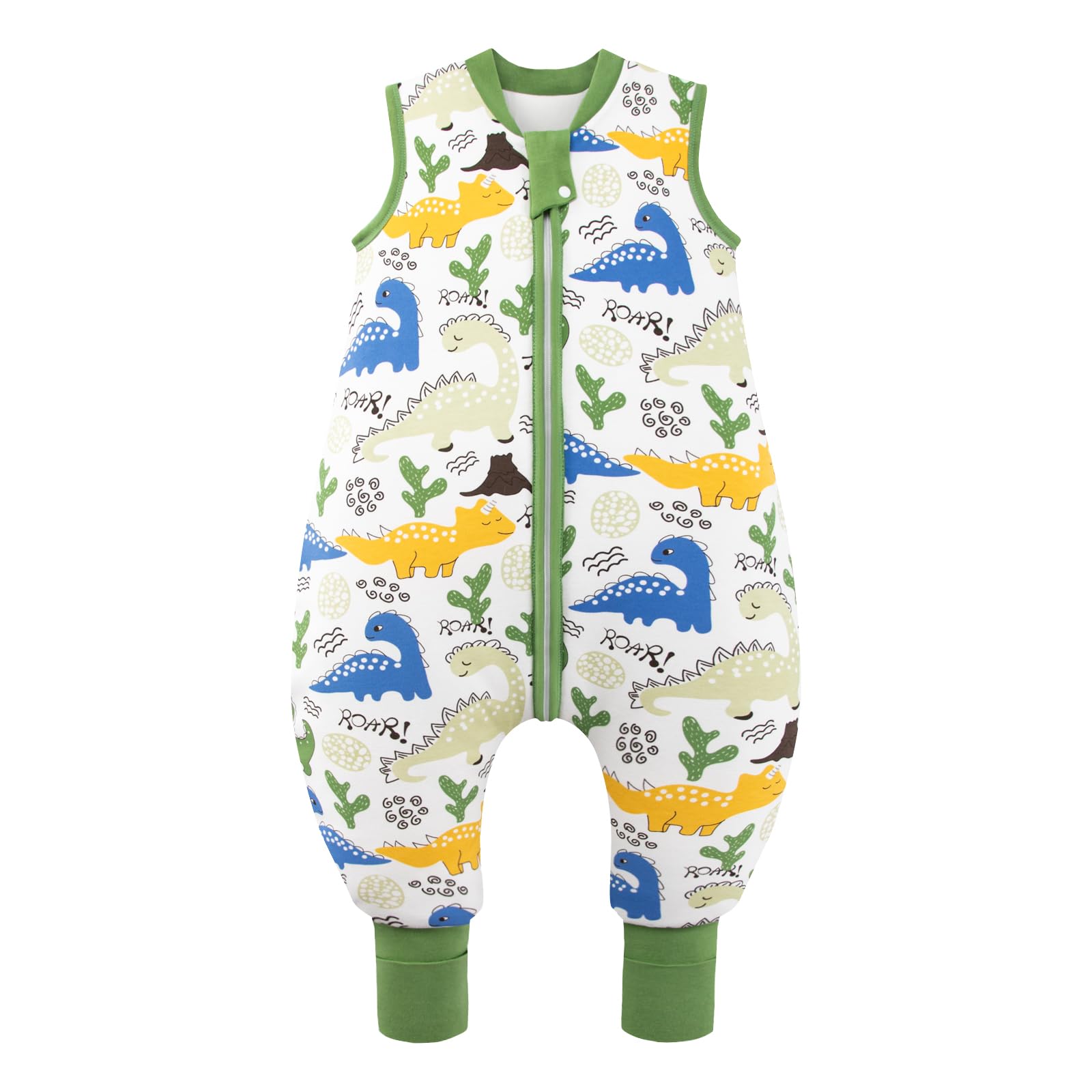 mikafen schlafsack Baby mit Füßen 2,5 Tog, Größe100, Höhe 105–115 cm Rennrad Socken – Atmungsaktiv 3-Person Color:New Taupe Green