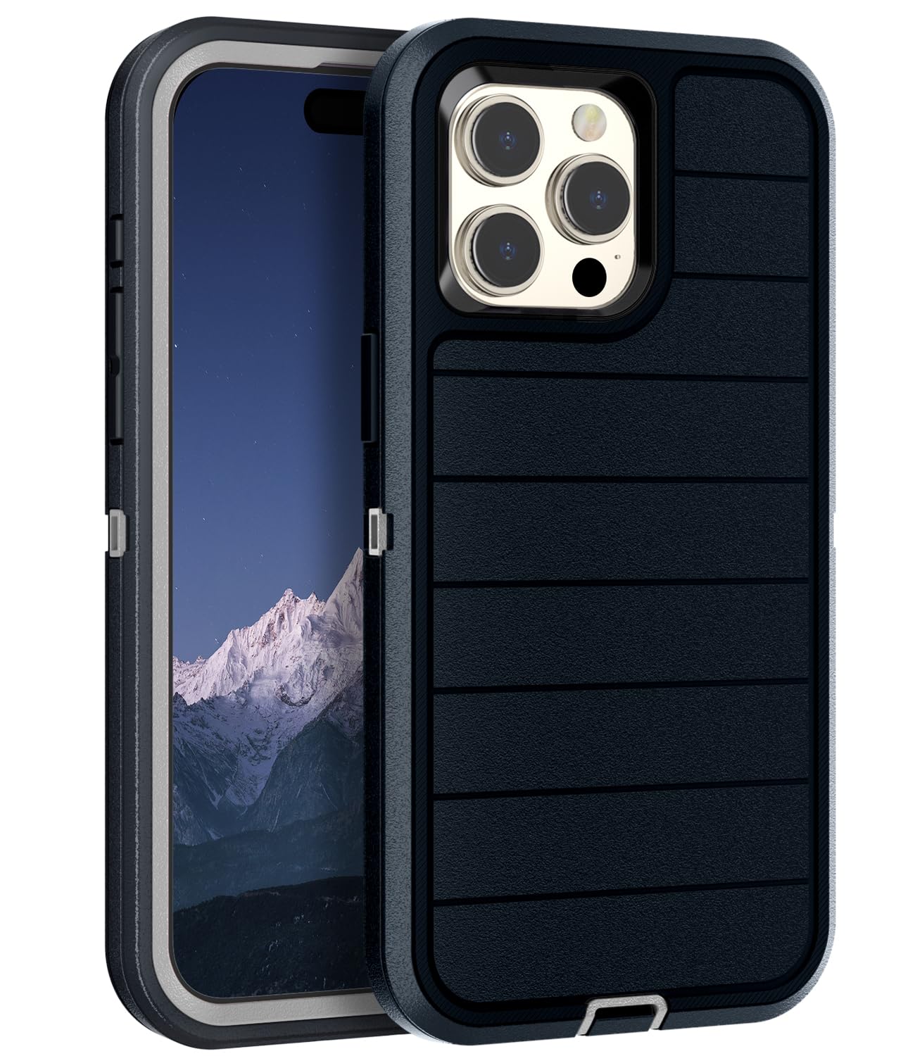 Paprose for iPhone 15 Pro Max Case,Heavy Duty 3-Layer[Shockproof][Dropproof][Dust-Proof] Durable Military Grade Full Body Rugged Protection Cover Case for Apple iPhone 15 Pro Max 5G 6.7 inch,Blue/Grey