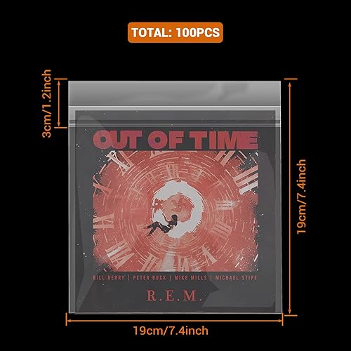 Miniatura 6 de Facmogu 100 fundas de disco de vinilo de 7 pulgadas para protección de 45 RPM, cubiertas exteriores de álbumes de 7.4 x 7.4 pulgadas para colección