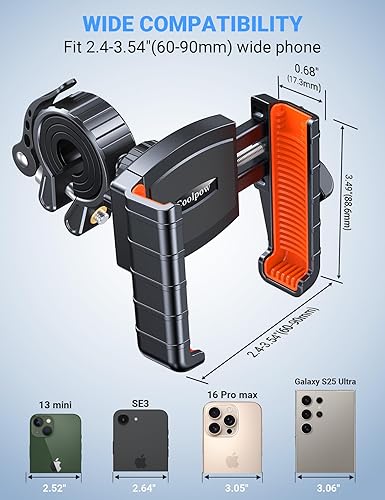 Miniatura 7 de Coolpow Soporte para teléfono de bicicleta bloqueo seguro y apto para cámara Soporte de teléfono para motocicleta con rotación de 360 para teléfonos