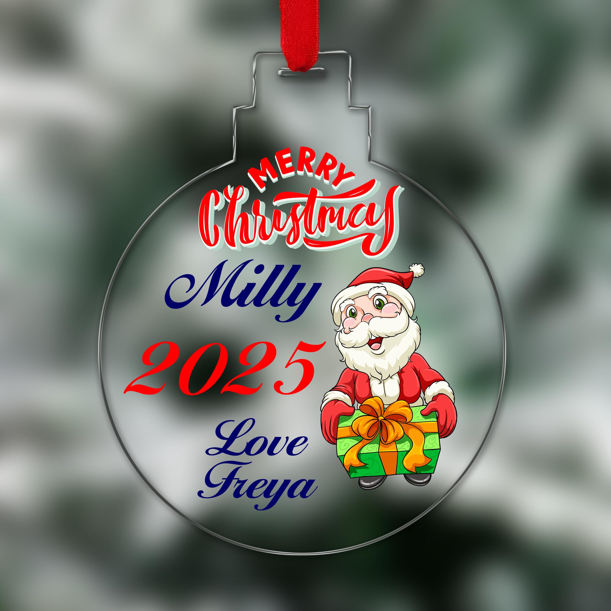 KreateSquare Personalised Christmas Tree Decorations Baubles for Gifting with Name of sender | Xmas Tree Decoration Hanging Ornaments Personalised Bauble for Xmas Decorations