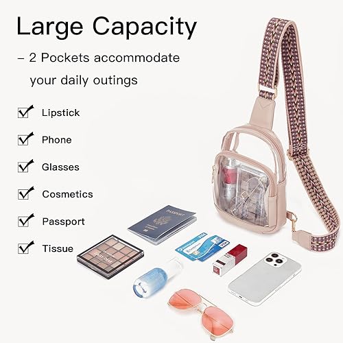 Miniatura 3 de Telena Cangurera transparente, bolsas transparentes para mujeres, bolsa transparente aprobada por estadios para conciertos con correa ajustable,