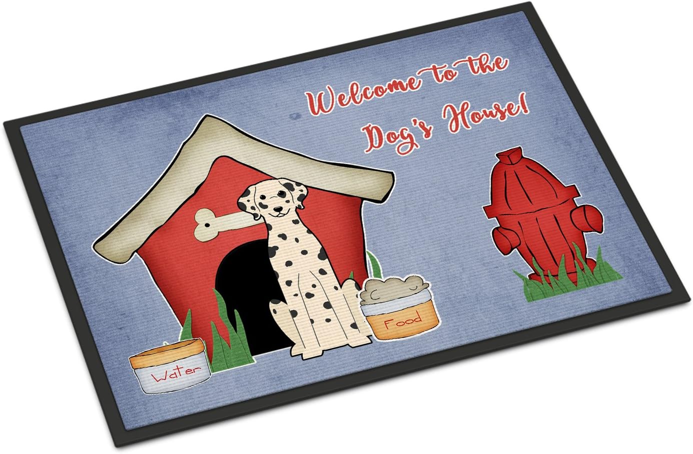 Caroline's Treasures BB2851MAT Dog House Collection Dalmatian Doormat 18x27 Front Door Mat Indoor Outdoor Rugs for Entryway, Non Slip Washable Low Pile, 18H X 27W