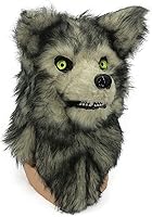 Vista 5 de QIAGA - Máscara de terror realista de Halloween con mandíbula móvil, máscara de cabeza de lobo movible para fiesta de Halloween, disfraz de cosplay