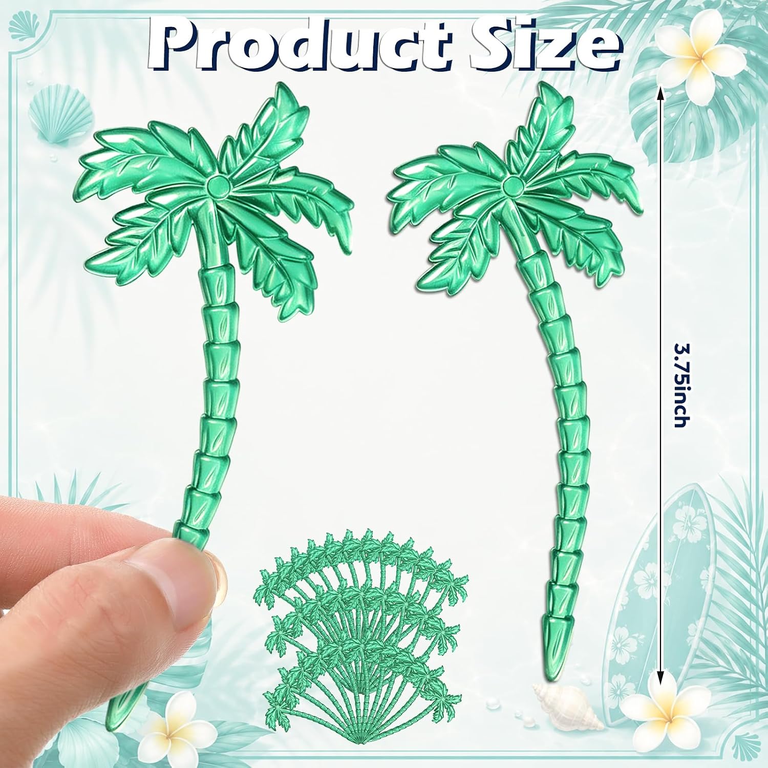 100 Pcs Plastic Palm Tree Picks 3'' Disposable Green Cake Toppers Sticks Party Decorations for Luau Hawaiian Tropical Summer Party Cocktail Appetizer Drink Cake Dessert Food Fruit Tropical Supplies