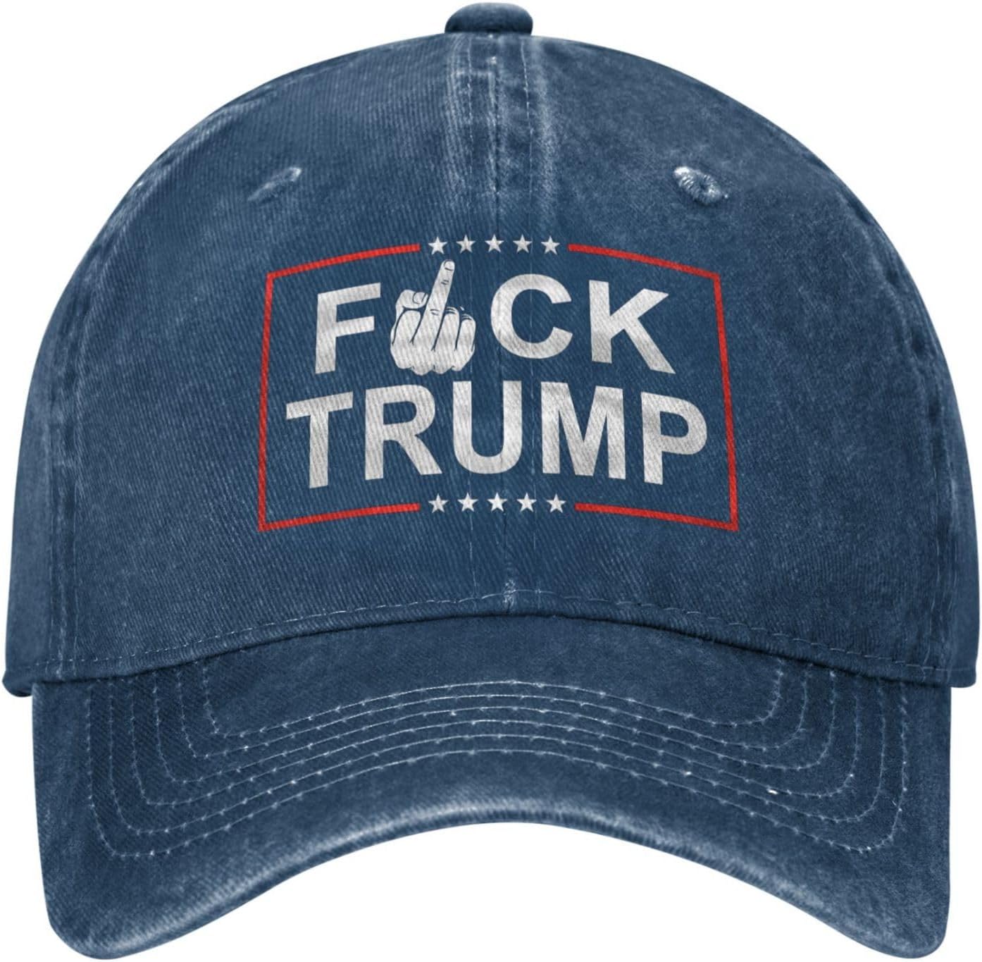Fuck Trump Anti Trump Hats Vintage Adjustable Baseball Cap Cotton MAGA Hat Black