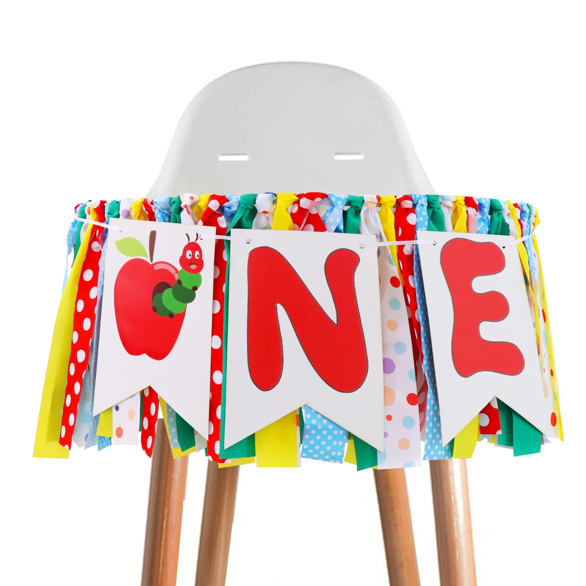 Green Caterpillar 1st Birthday High Chair Banner - Fruit Theme Decorations One Year Photo Backdrop for One Birthday Party Supplies