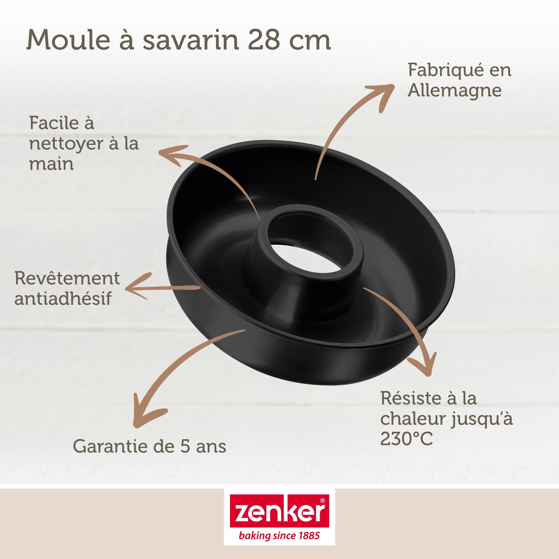 Zenker 9925150 Zestaw 2 foremek do ciasta, foremka do kougelhopf, forma do savarin z gładkim dnem, forma do korony, forma kominka, stal, czarna, 28 i 25 cm