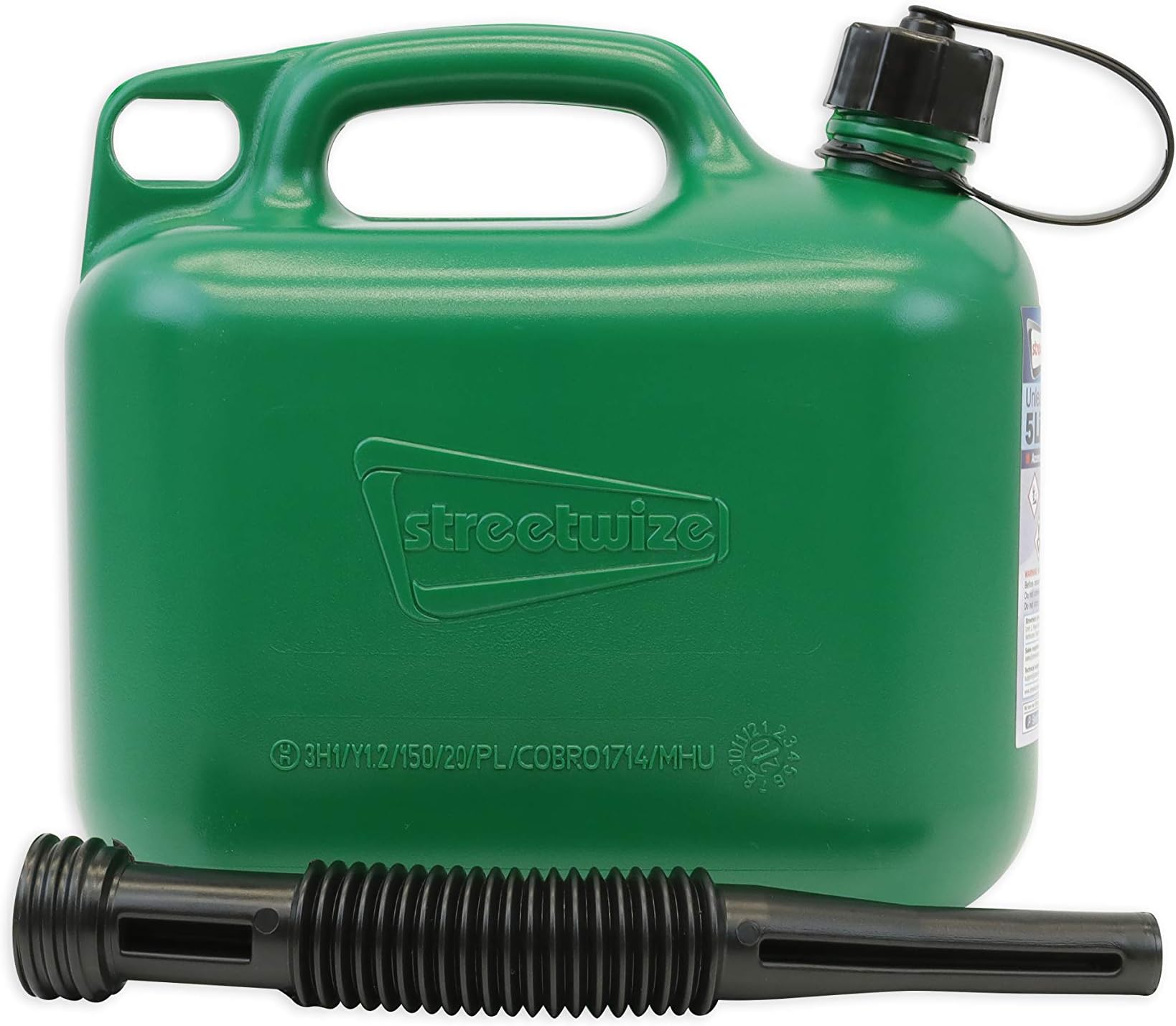 Streetwize - 5 Litre Petrol Fuel Can - Unleaded Fuel Transport and Storage - Ideal For: Cars, Vans, 4x4's, Caravan's and Motorhome's
