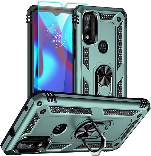 Miniatura 11 de Funda para Moto G Play 2023 con protector de pantalla HD, grado militar, 16 pies, anillo a prueba de caídas, a prueba de golpes, funda protectora