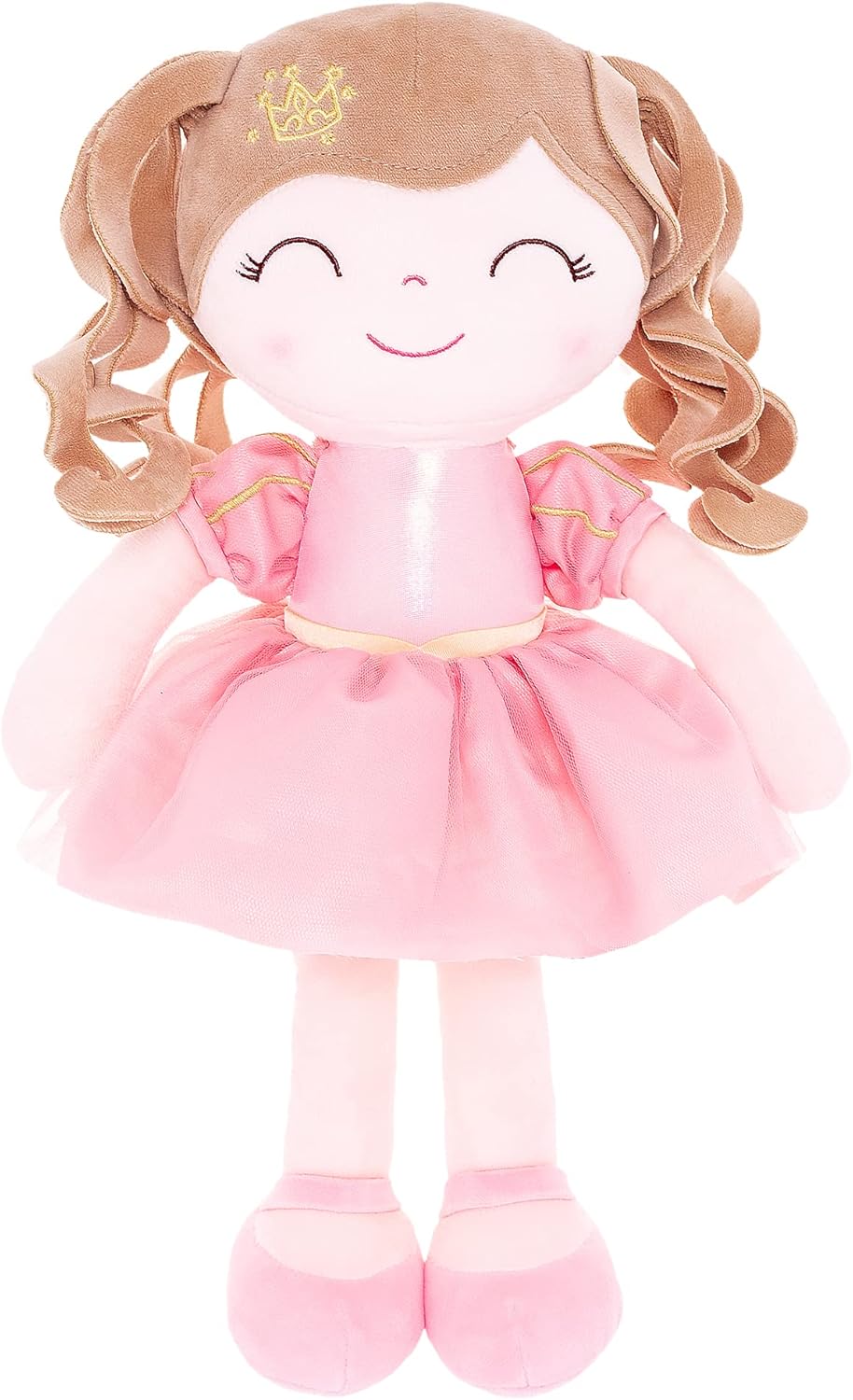 Gloveleya Dolls Baby Girl Gifts Soft Plush Doll Pink Crown Princess 14" - Image 4