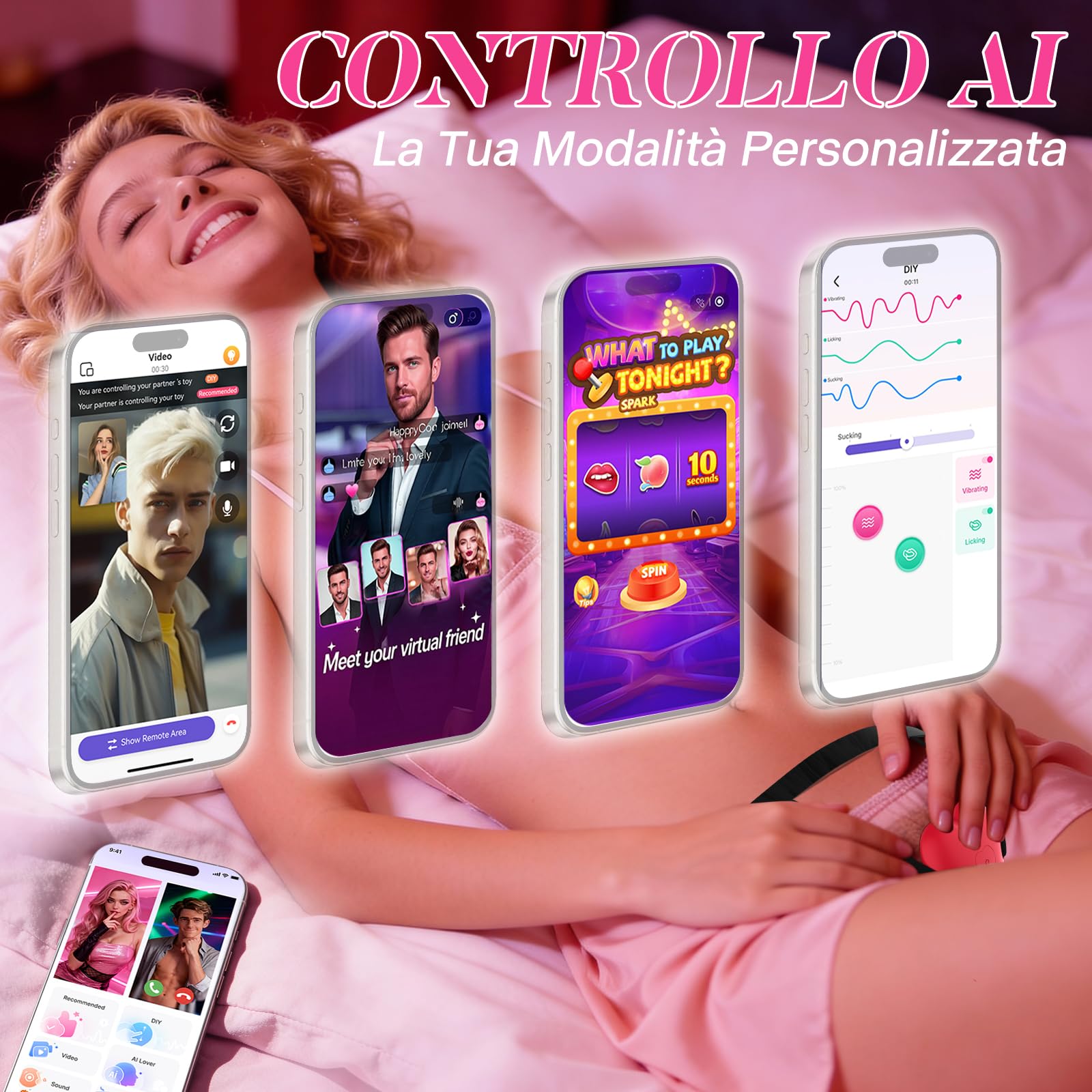 Vibratoreper Donna Professionale Wireless XL con APP Sex Toys, AI-Sync Telecomando 10 Modalità Vibrazione Ovetto Vibrante Sexytoysys Coppia Sex Toy, Vibratore per Donna Punto g Squirting, 6 Anelli