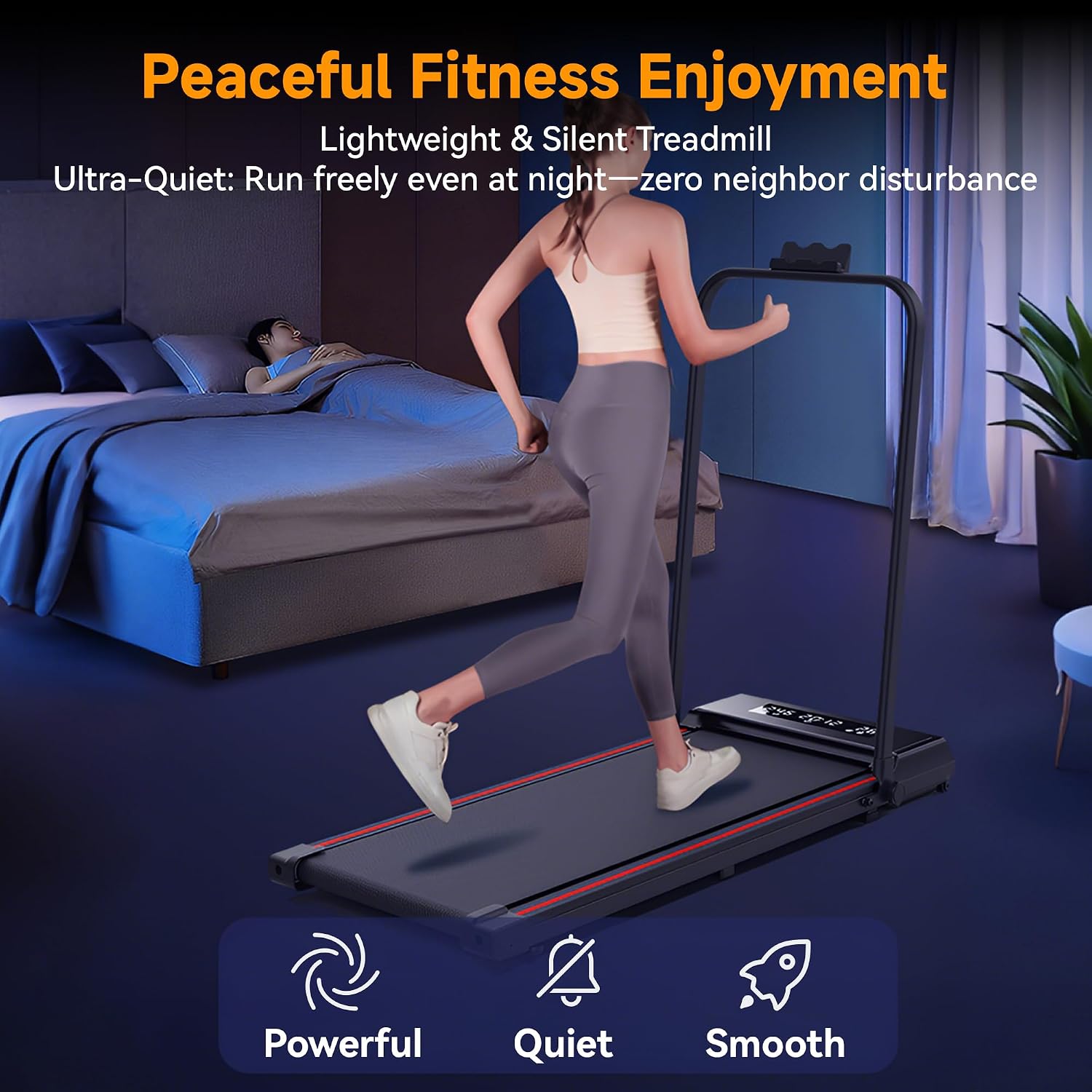 Under Desk Walking Pad with Removable Handle Bar for Home 2.0HP Treadmills for Home Small Space LED Display Electric Mini Portable Walking Pad 0.6-6.2MPH 330LBS Capacity Compact Walking Pad image 6