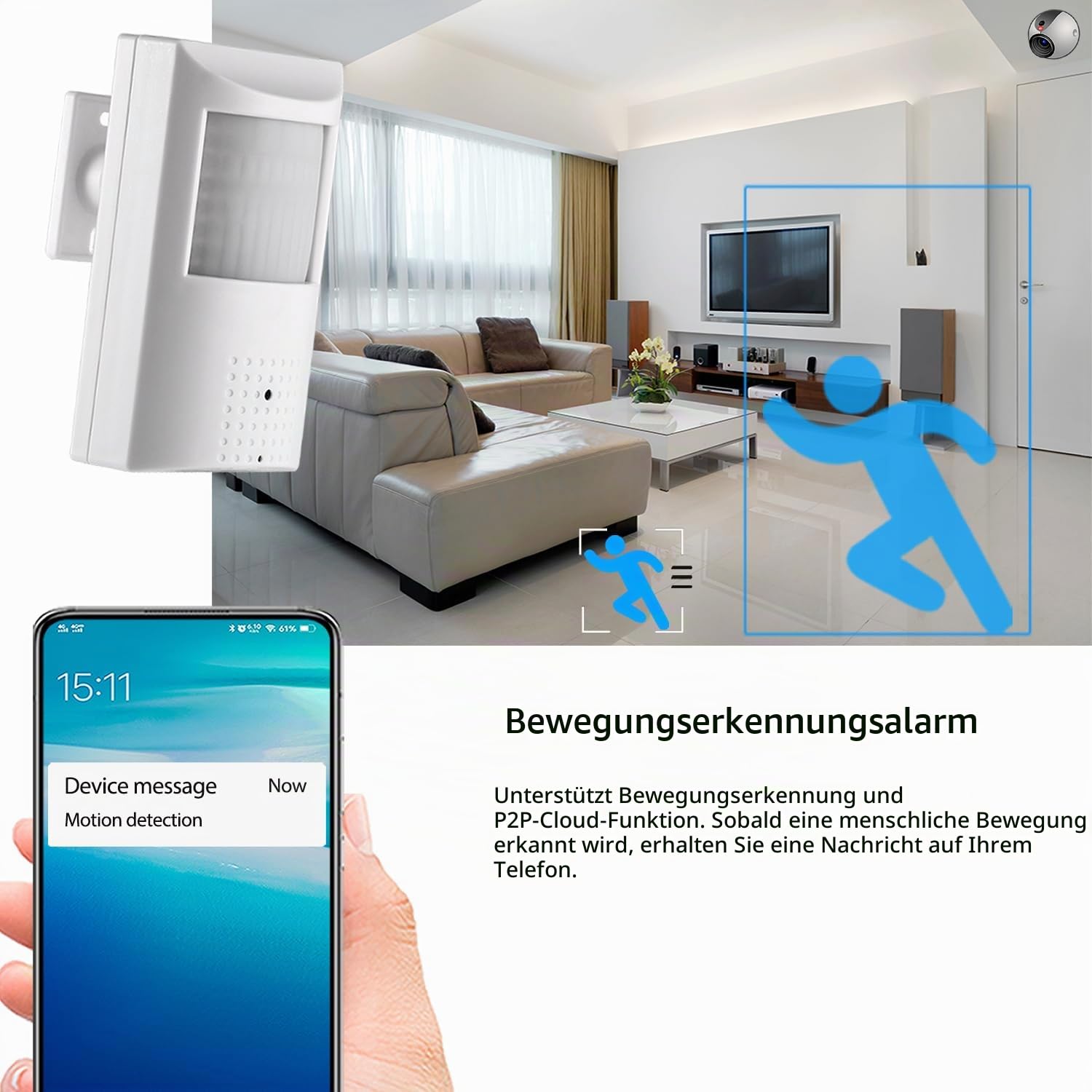 5MP PIR POE IP Kamera,Indoor Überwachungskamera P2P 3.7mm Objektiv 940nm unsichtbar 48 LEDs IR Nachtsicht CCTV Kamera H.265 (IPIR-P-HS Weiß)