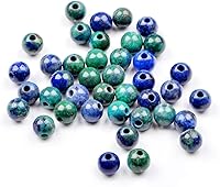 Vista 19 de AD Beads Cuentas de gema natural de 8 mm redondas sueltas con gran agujero de 2,5 mm, 40 piezas (turquesa africana)