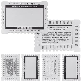 12 Pack Wet Mil Gauge for Paint Wet Film Thickness Gauge Comb Stainless Steel Mil Gauge, 1-80 Mil Scale Dual Scale for Resins Measuring