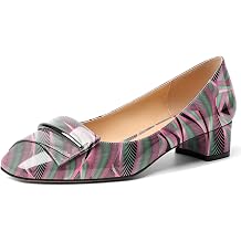 Zamikoo Womens Block Heel Pumps, Square Toe Slip-on Chunky Low Heels, Heeled Dress Shoes with Bow for Office Wedding Work Evening 1.5 Inches