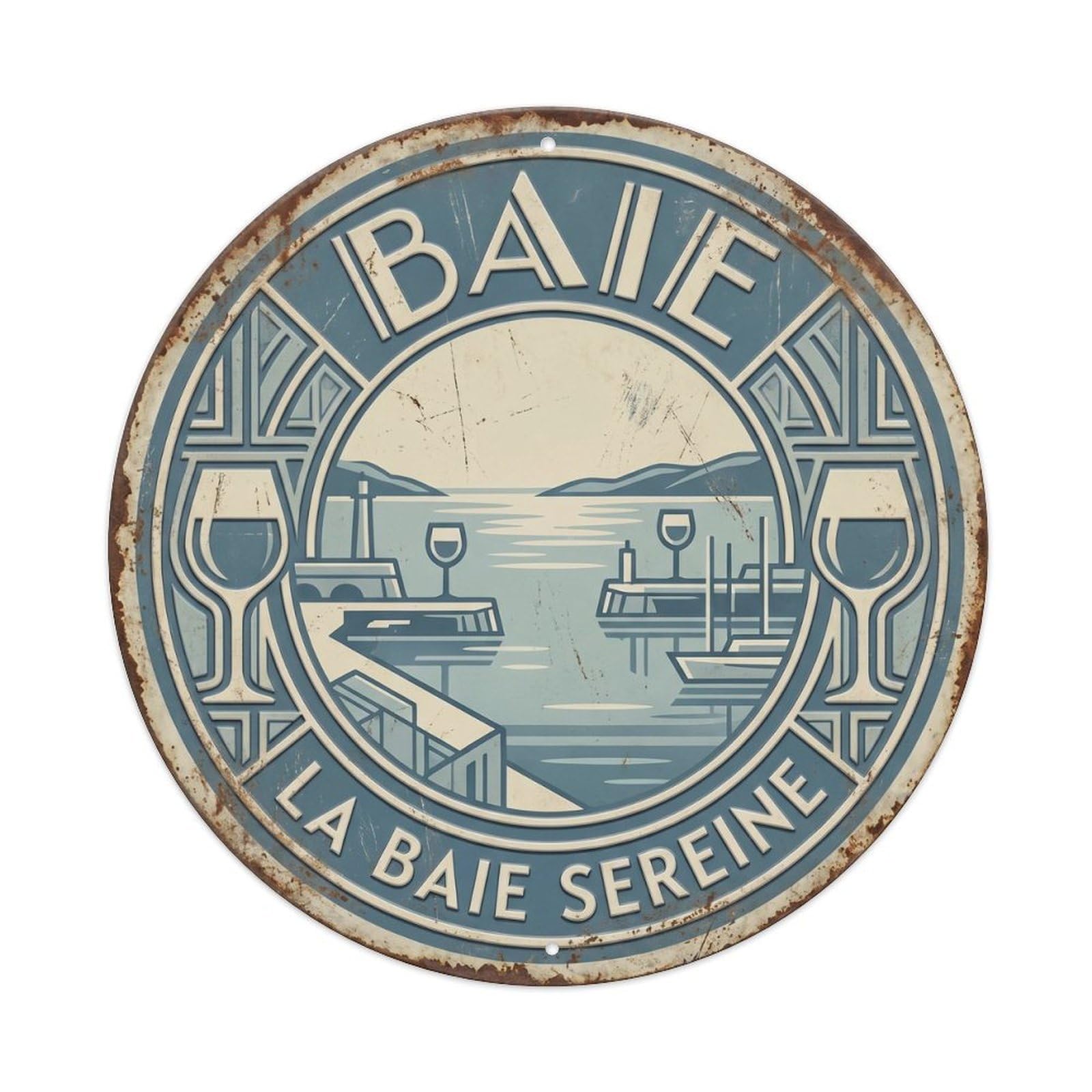 Bay Humorous Gathering Bay Metal Tin Sign Plaque Wall Decor for Cafe, Club Bar, Office, Home Garden Round Metal Poster 8x8Inch