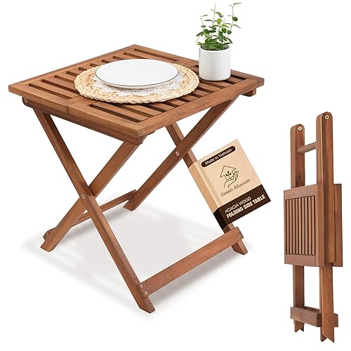 Folding Wooden Side Table – Premium Portable Foldable Table for