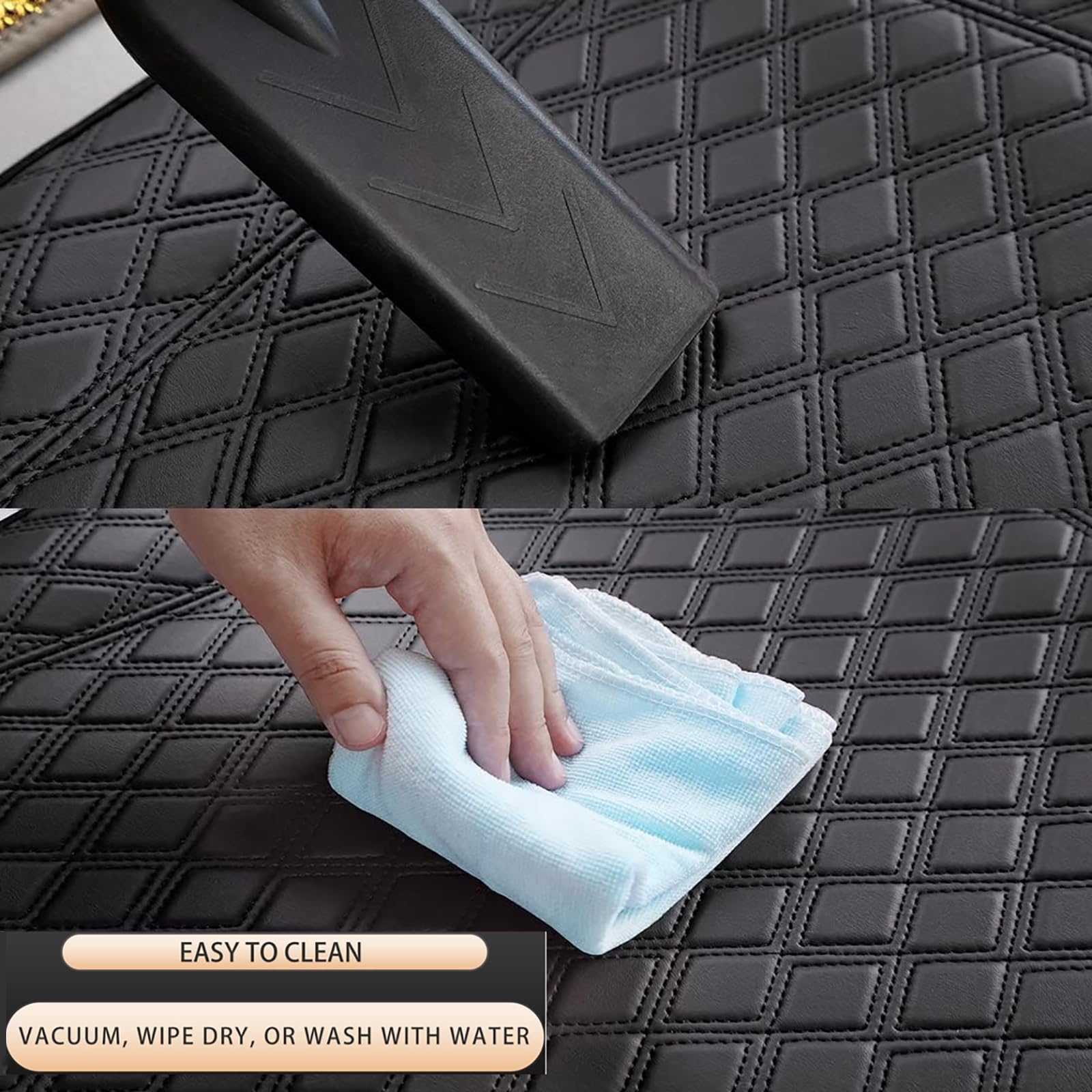 4 Pezzi Auto Tappetini in Pelle PU per Ford Ranger T9 Raptor Wildtrak XLT Fussmatten 2023 2024,Tappetini Abitacolo Anteriori e Posteriori Tappeto Fodera Tappeti Moquette Impermeabile Interni Accessori