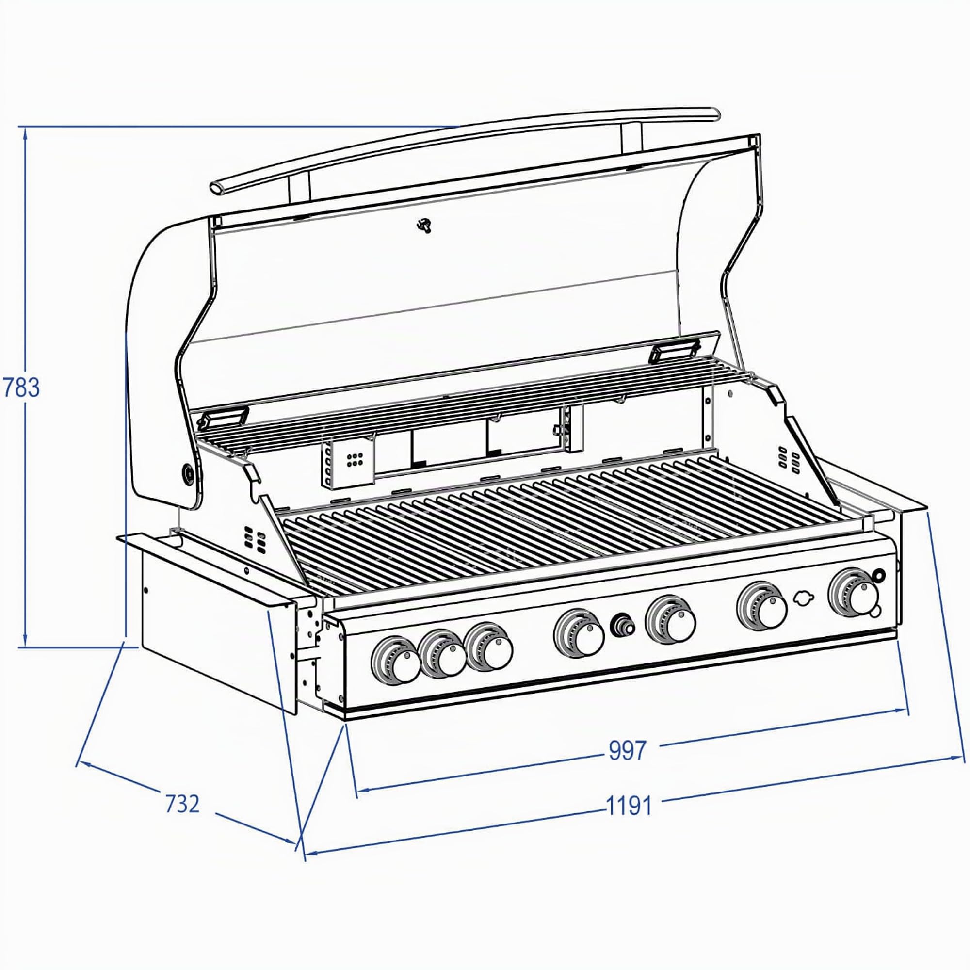 Top-Line Chef XL Built-In Gasgrill Einbaugrill Edelstahl Air System 6 Brenner/Backburner