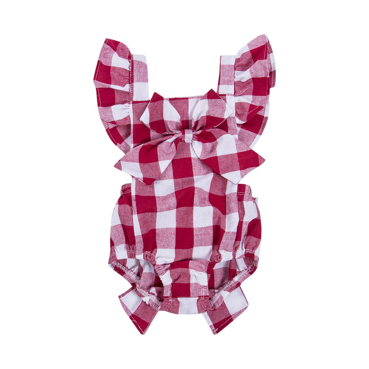 HOTONE Newborn Infant Baby Girls Clothes Plaids Checks Romper Jumpsuit Bodysuit Outfits (3-6 Months, Red)