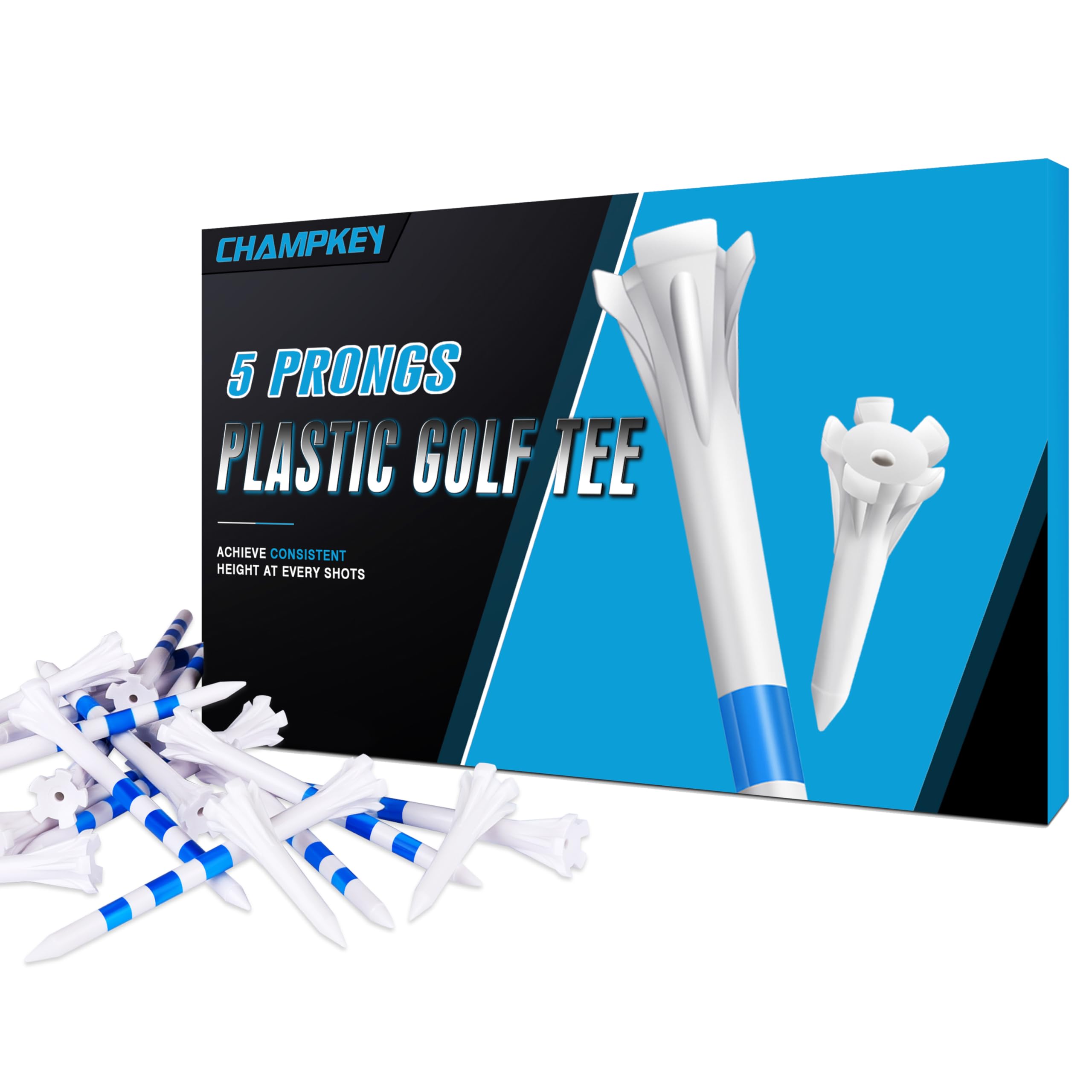 Sponsored Ad – Professional 5 Prongs Golf Tees 100 Pack | 85 Driver Tees with 15 Iron/Hybrid Tees Mixed Pack | Low Friction and Resistance Golf Plastic Tees