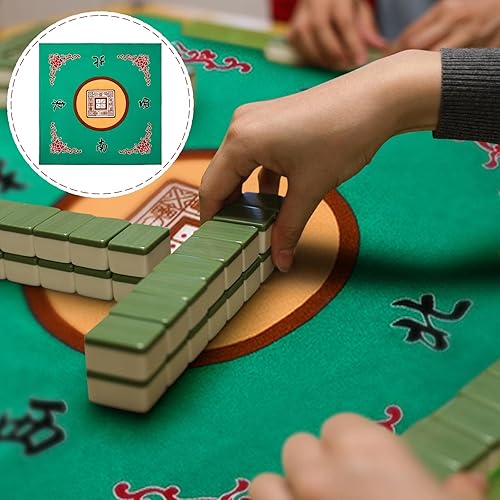 Miniatura 21 de Juexica Tapete Mahjong con bolsa, antideslizante, reducción de ruido, cubierta de mesa de juego de mesa, accesorios de mesa Mahjong, mantel de Azul
