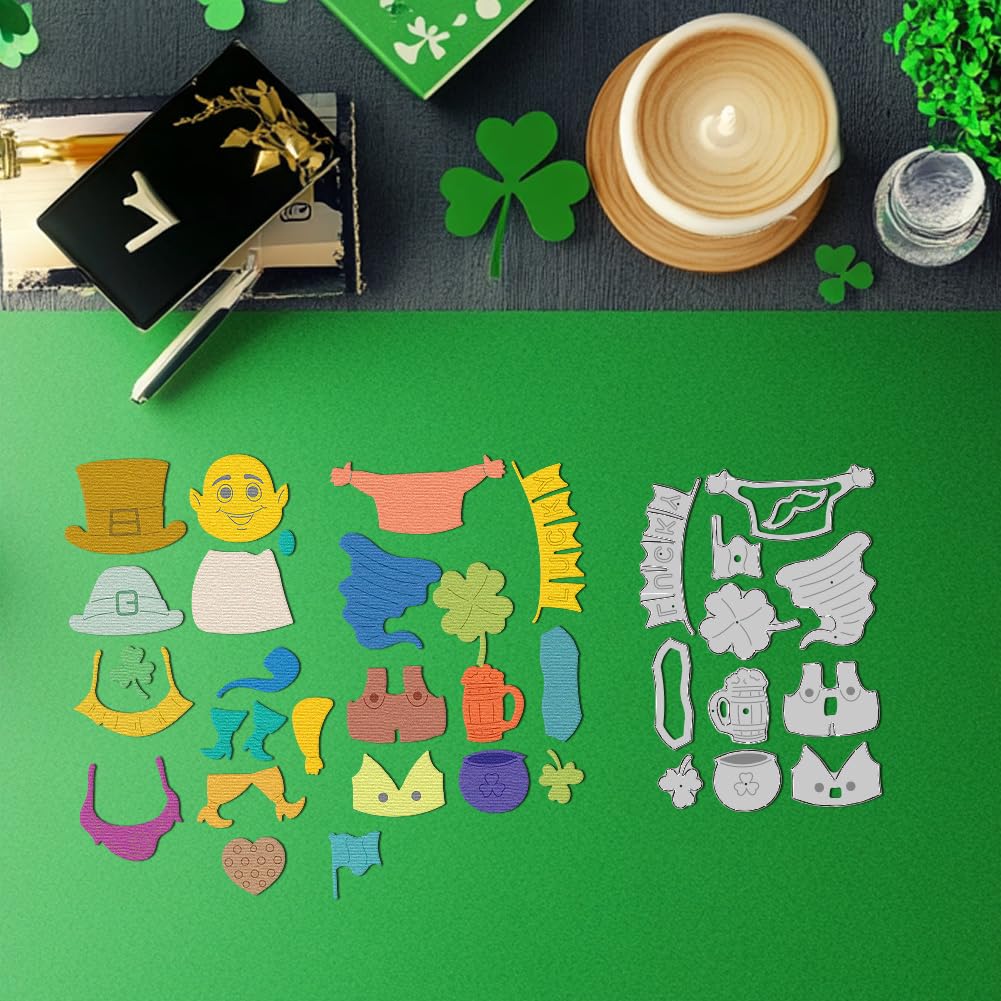 DELORIGIN Saint Patrick Dwarf Dies Cuts Carbon Steel Cutting Dies Card Making Stencils Template for DIY Embossing Scrapbooking Craft Paper Saint Patrick's Day Greeting Card Gift Album Paper Decor - Image 4