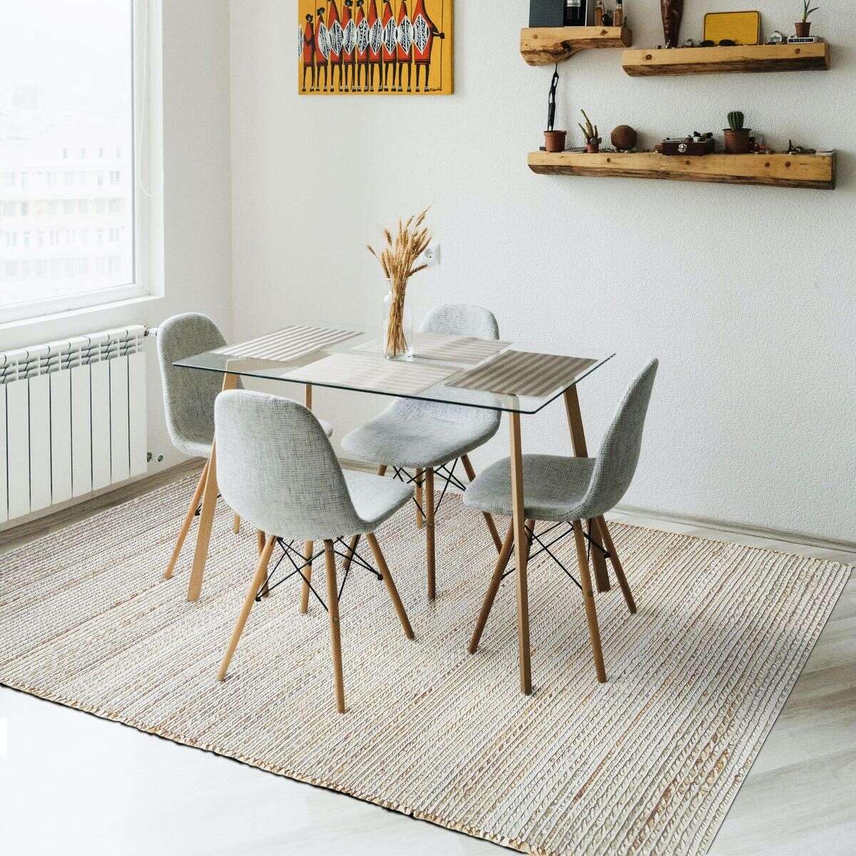 Tapis tissé et tressé en jute et coton naturel 160x230 - style bohème
