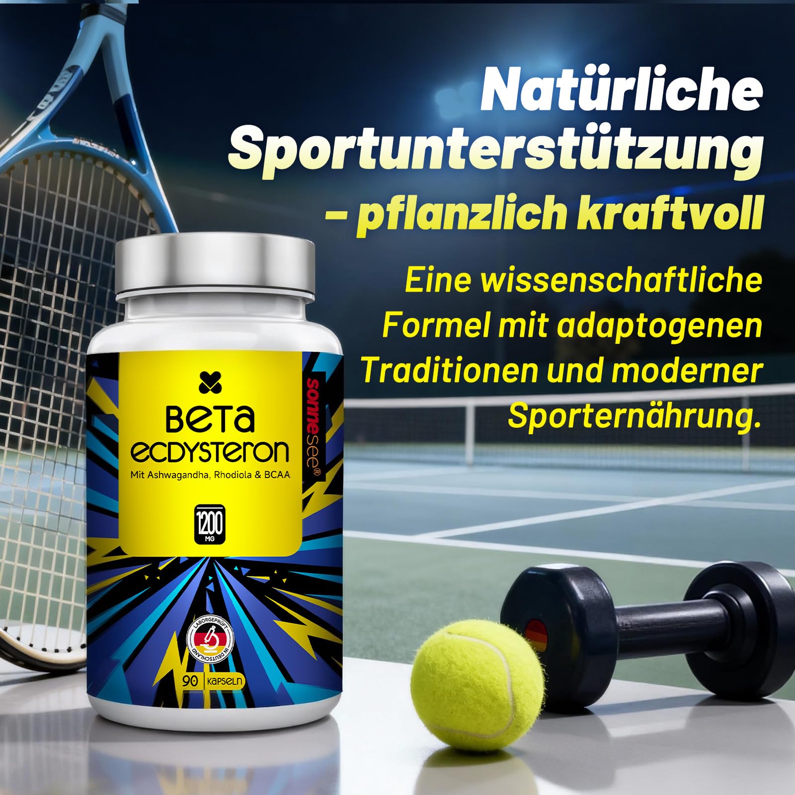 Beta-Ecdysteron-haltiger Pflanzenextrakt 1200 mg – Mit Ashwagandha, Rhodiola & BCAA – 90 Kapseln – Hochdosiert, Vegan, Laborgeprüft