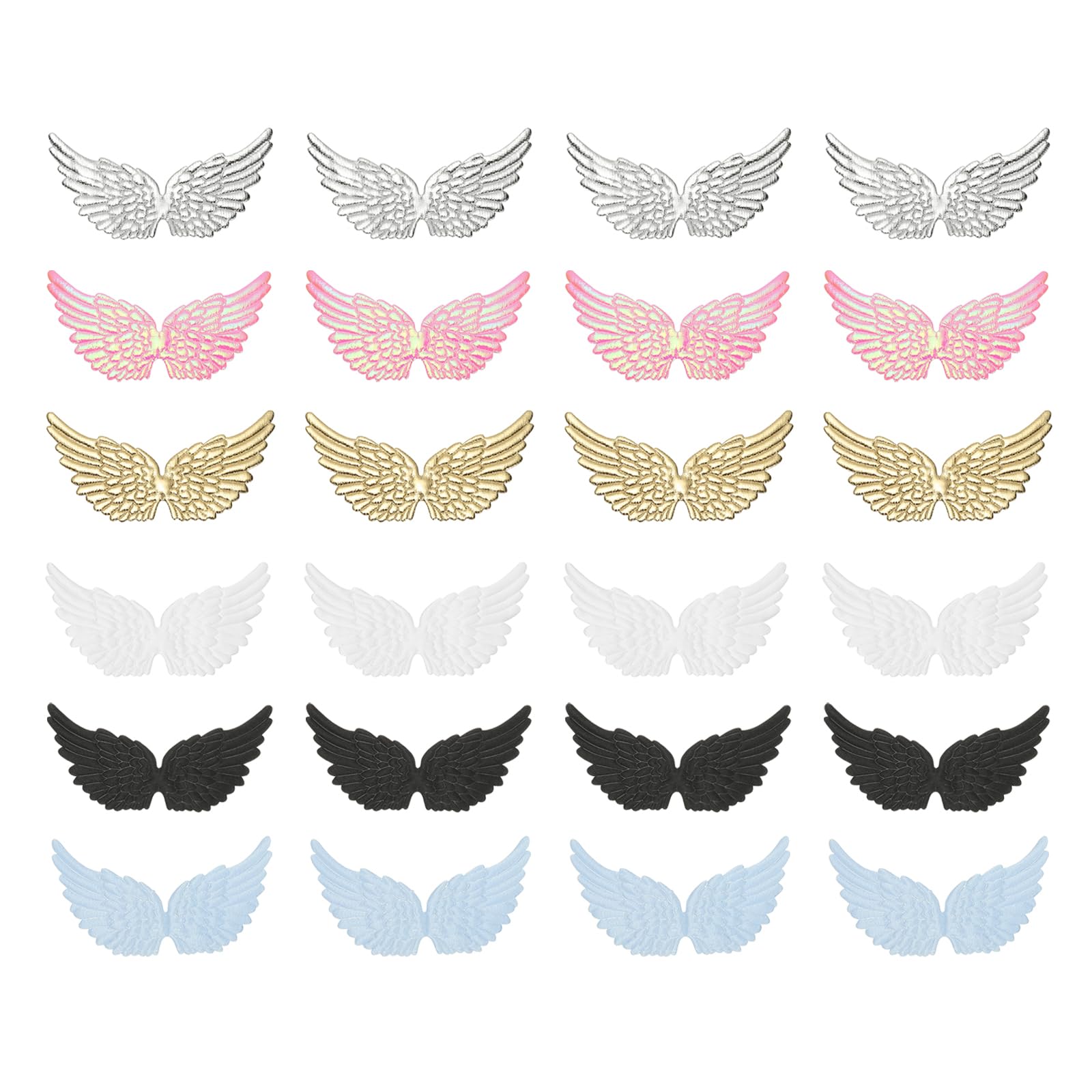 Alas de ángel para manualidades PATIKIL de tela con purpurina multicolor de 5.3 pulgadas 24 uds