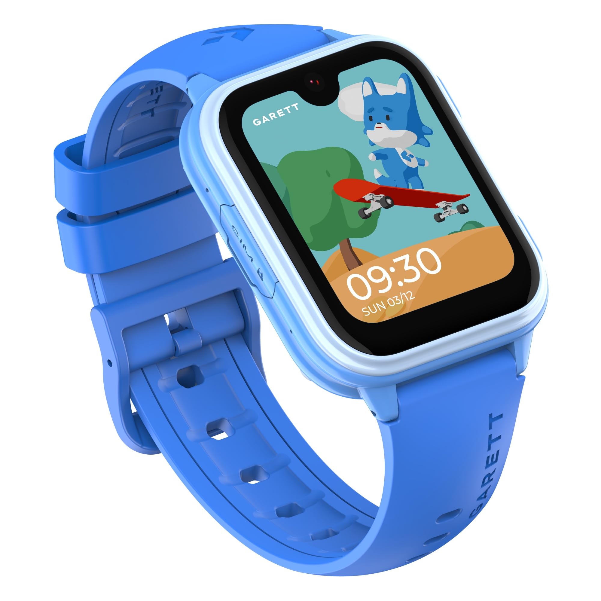 garett smartwatch dla dzieci dziewcząt chłopców – 1,78″ – 4G LTE Face Unlock – GPS rozmowy wideo SOS – Vibe niebieski