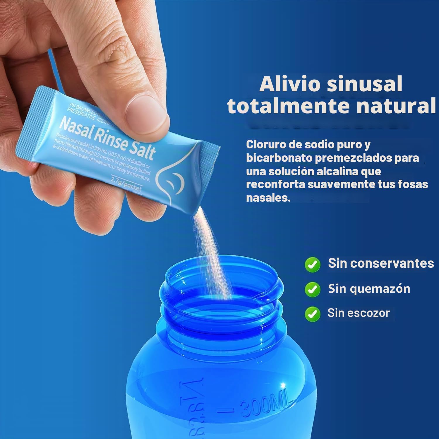 100 salinas de sal Neti, solución salina envuelta individualmente para macetas Neti, riego nasal, botellas exprimibles y alivio sinusal | Cuidado sinusal