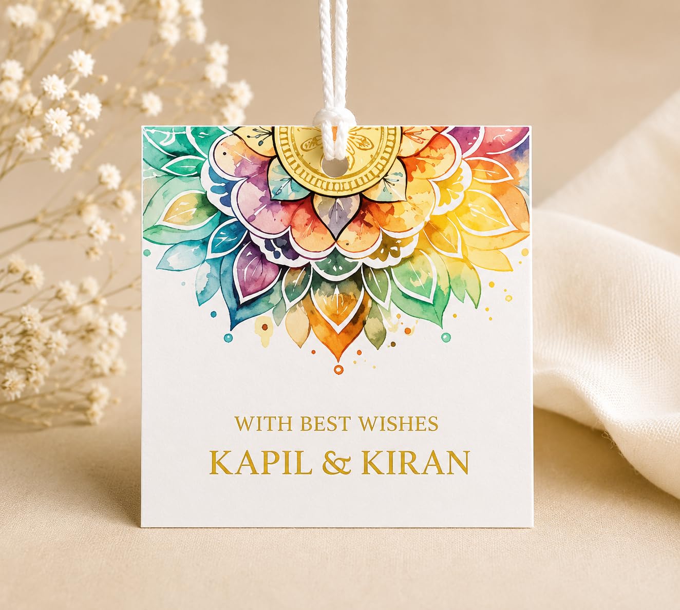 SVM CRAFT® Personalized Printed Name,Deepawali Gift Tags/Card/Label for Party Gift, Return Gift, Happy Diwali Gift Tags(Pack of 100) (White 2)-image-45
