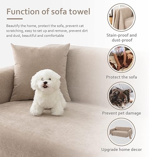 Miniatura 6 de Funda de sofá para sofá de 2 a 3 cojines, apta para mascotas, resistente al agua, antiarañazos de gatos, protector de muebles seccional en forma de